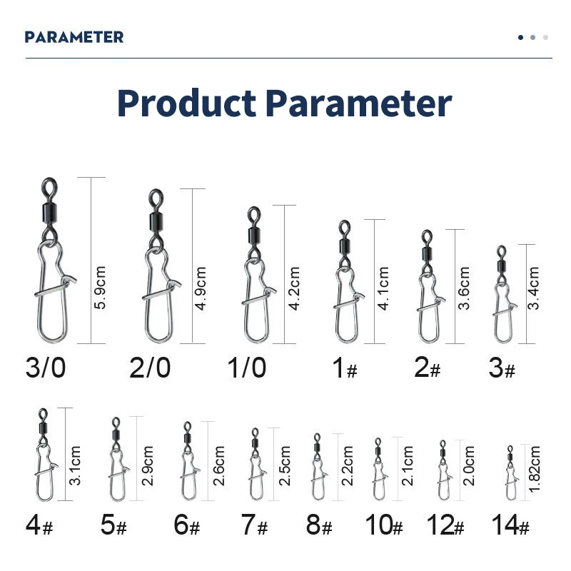 Stainless Steel Fishing Connector Pin Bearing Rolling Swivel Snap in Box Fishing Tackle Accessories For Lure Hook