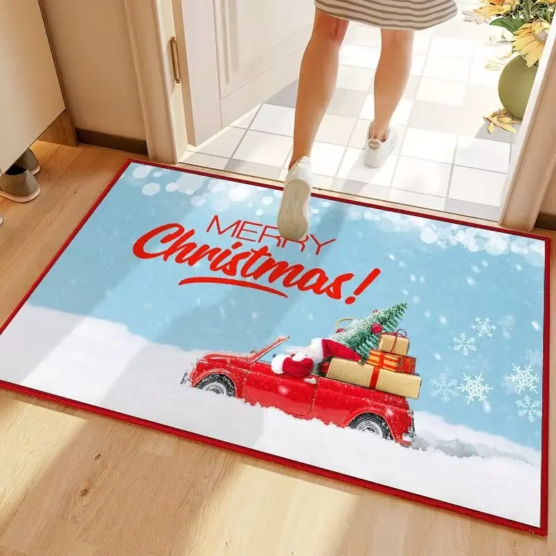 christmas festival rugs  faux  Cashmere carpet for the door with Christmas elements  factory direct supply mat high brand carpet