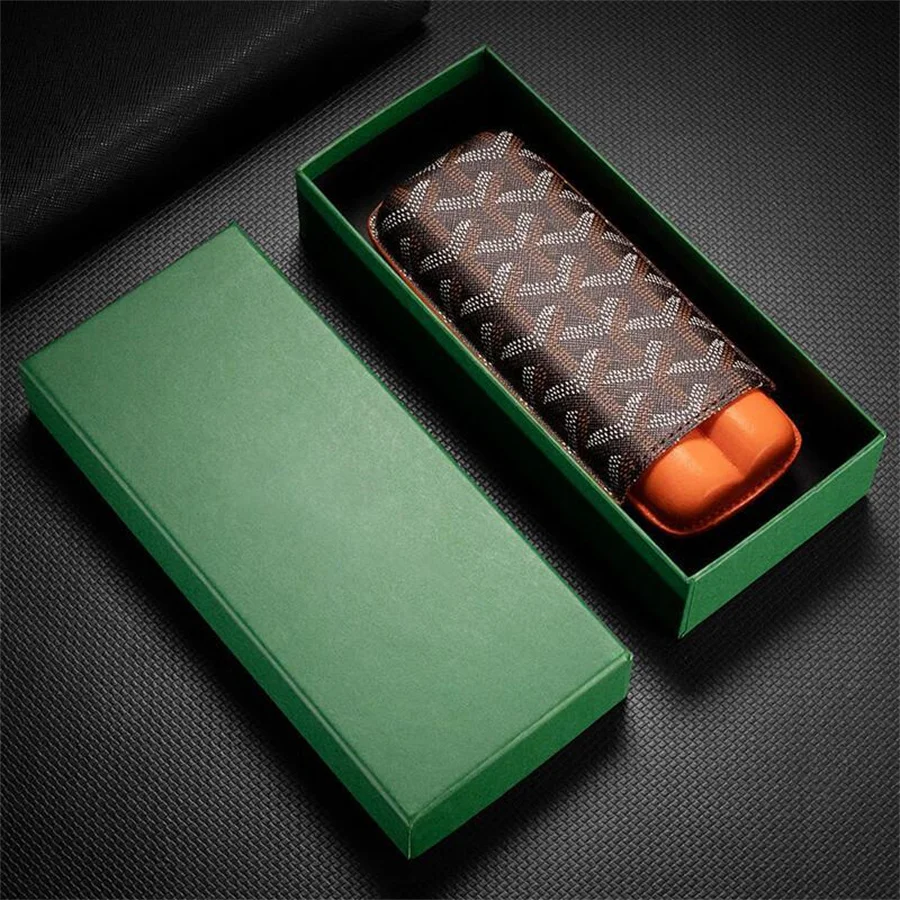 Elegant Vintage Style Crocodile Pattern Leather Cigar Case Travel Cigar Holder Sleeve for 2 Fingers
