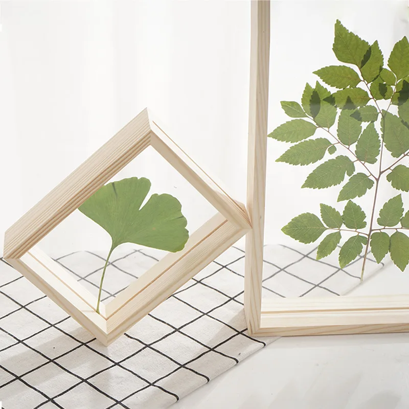 
Wood Double Sided Glass Three Dimensional Picture Frame Transparent Wood Photo Frame Customization 