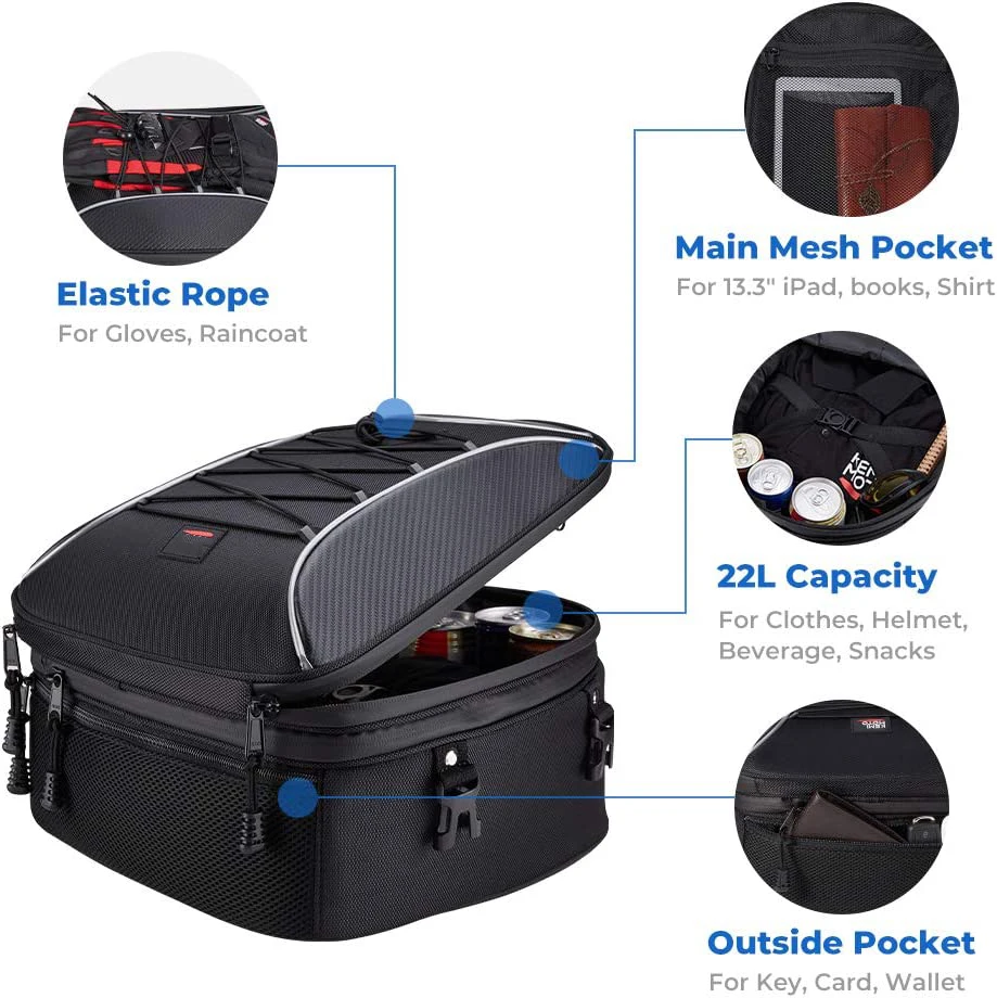 High Quality 30L Motorbike Helmet Bag Luggage Storage Backpack Motorcycle Tail Bag