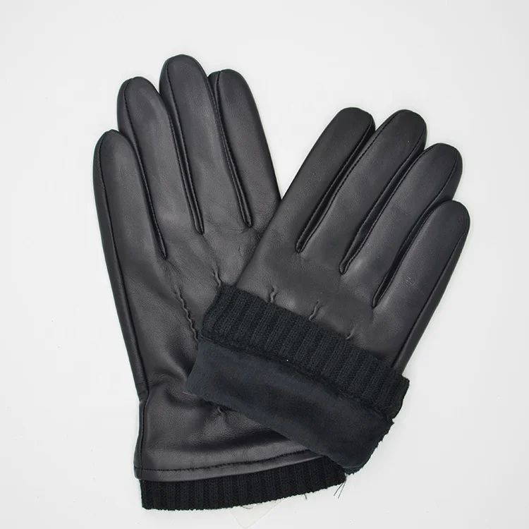 Factory Luxury Real Leather Gloves Windproof Durable OEM & ODM Cognac / Navy / Brown Leather Gloves for Men