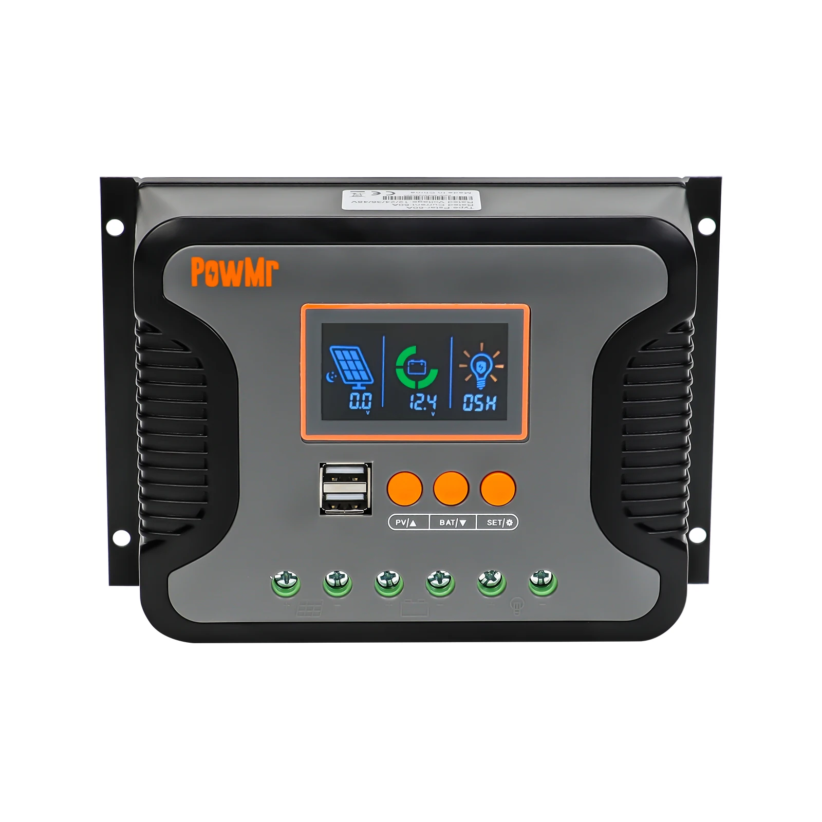 PowMr In Stock 30A 60A 80A 12V/24V/36V/48VAuto Built in 2 USB Ports PWM Solar Charge Controller