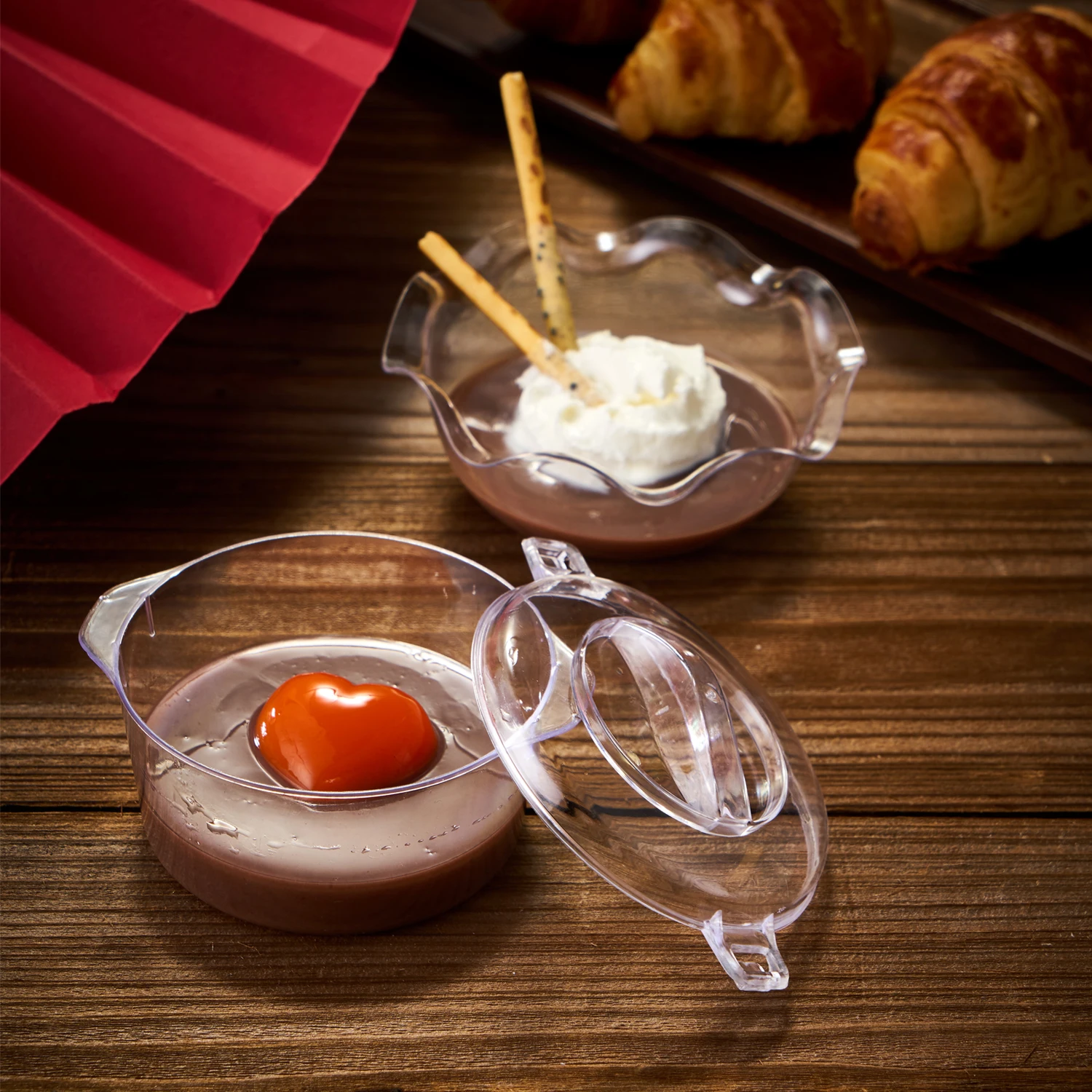 Most Popular Flower Personalized Fancy Small Transparent Hard Polystyrene Pudding clear Disposable Plastic Mini Dessert Cups