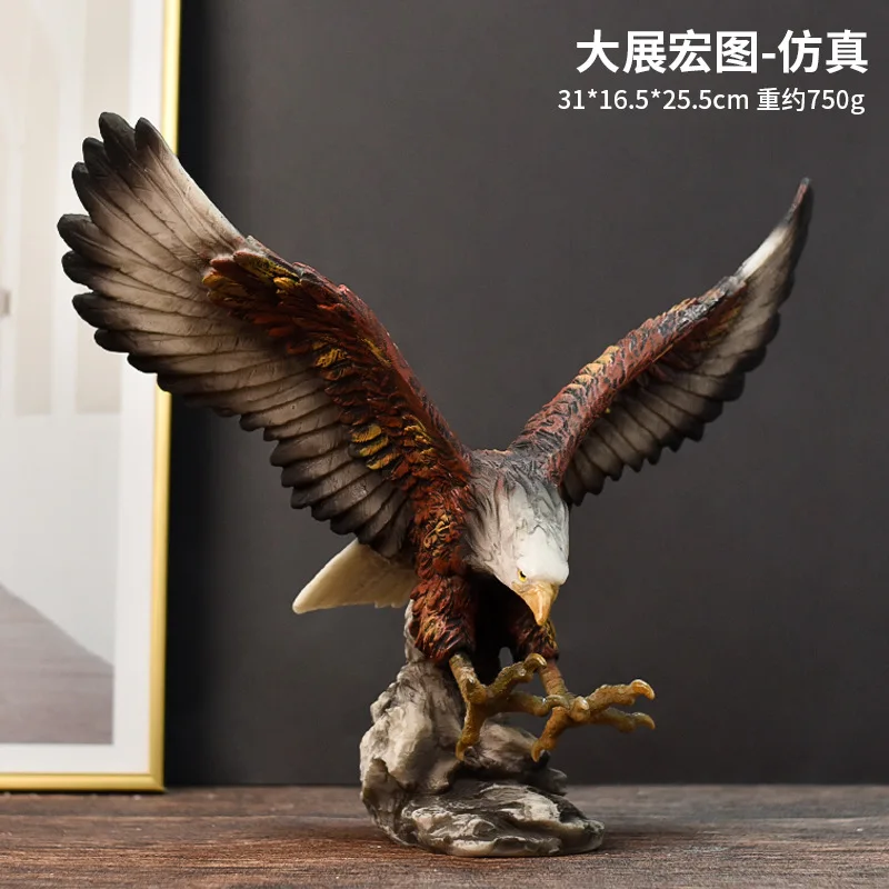 Retro American Falcon Eagle Hawk Simulated Golden Eagle Statues Resin Craft Decoration Living Room Office Wine Cabinet Ornaments