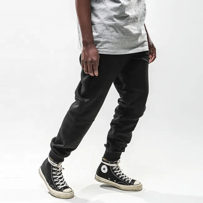 OEM high quality solid color elastic drawstring cotton patchwork jogger pants casual workout sweatpants couple streetwear stock