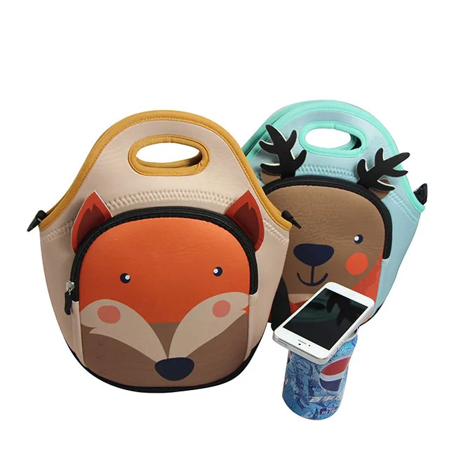 Promotional neoprene cooler colorful Kid Lunch Bag with strap
