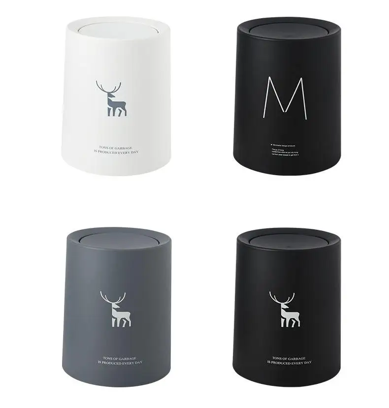 Garbage Bin Dust Bin Plastic Storage Bucket Home Office Kitchen Bathroom Waste Bin Plastic Round Trash Can With Swing Lid