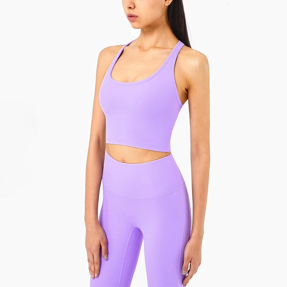 SHEDO Women Sports Support Sexy Tight Gym Yoga Vest Buttery Soft Weightless With Removable Chest Pad  Lulu Fitness Tank Top