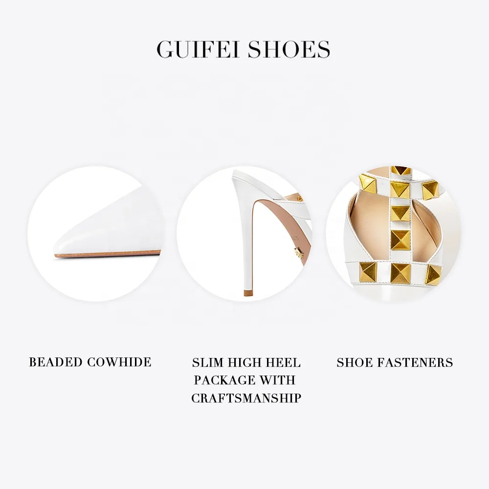 
High quality cow leather 2021 new punk rivet sandals ladies high heels fashion all-match party custom wholesale 