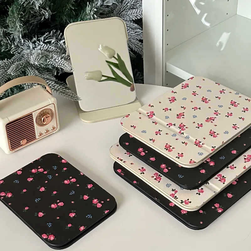 Case Cover Travel Square Compact Mini Tabletop Desktop Foldable Cosmetic Mirror Pocket Mirror Support Wholesale