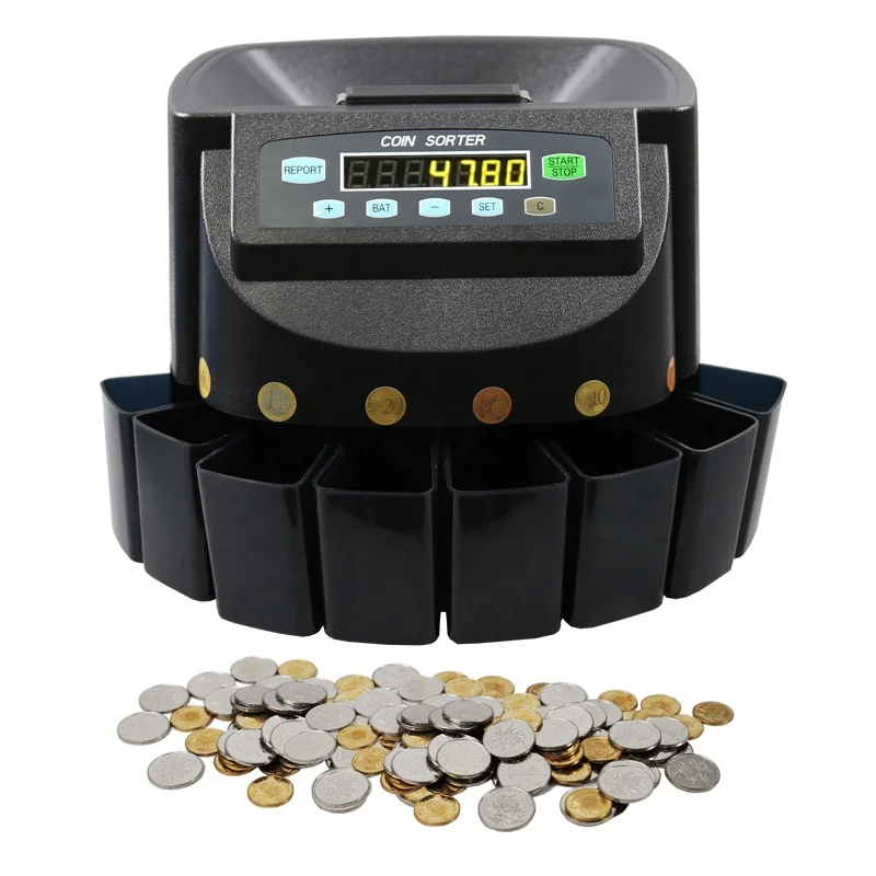 CS-5502  Professional Automatic Coin Sorter USD Coin Counter Machine Electronic  LED digital coin counter