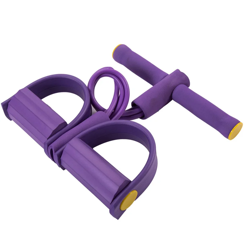 2024 Design Foot Pedal 4-Tube Resistance Band  Elastic Pull Back Sit Up Rope Pull Rope Abdominal Exerciser