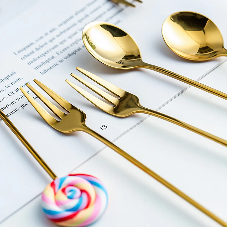 Stainless Steel Fruit Cake Fork Coffee Tea Stirring Spoon Cute Lollipop Candy Spoon