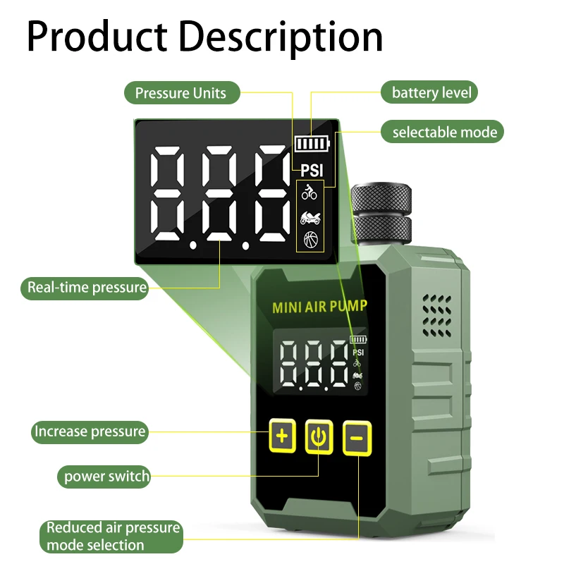 Wholesale Mini Portable Electric Bike Tyre Pump Rechargeable Smart Automatic Bicycle Tire Inflator Wireless Bicycle air Pump
