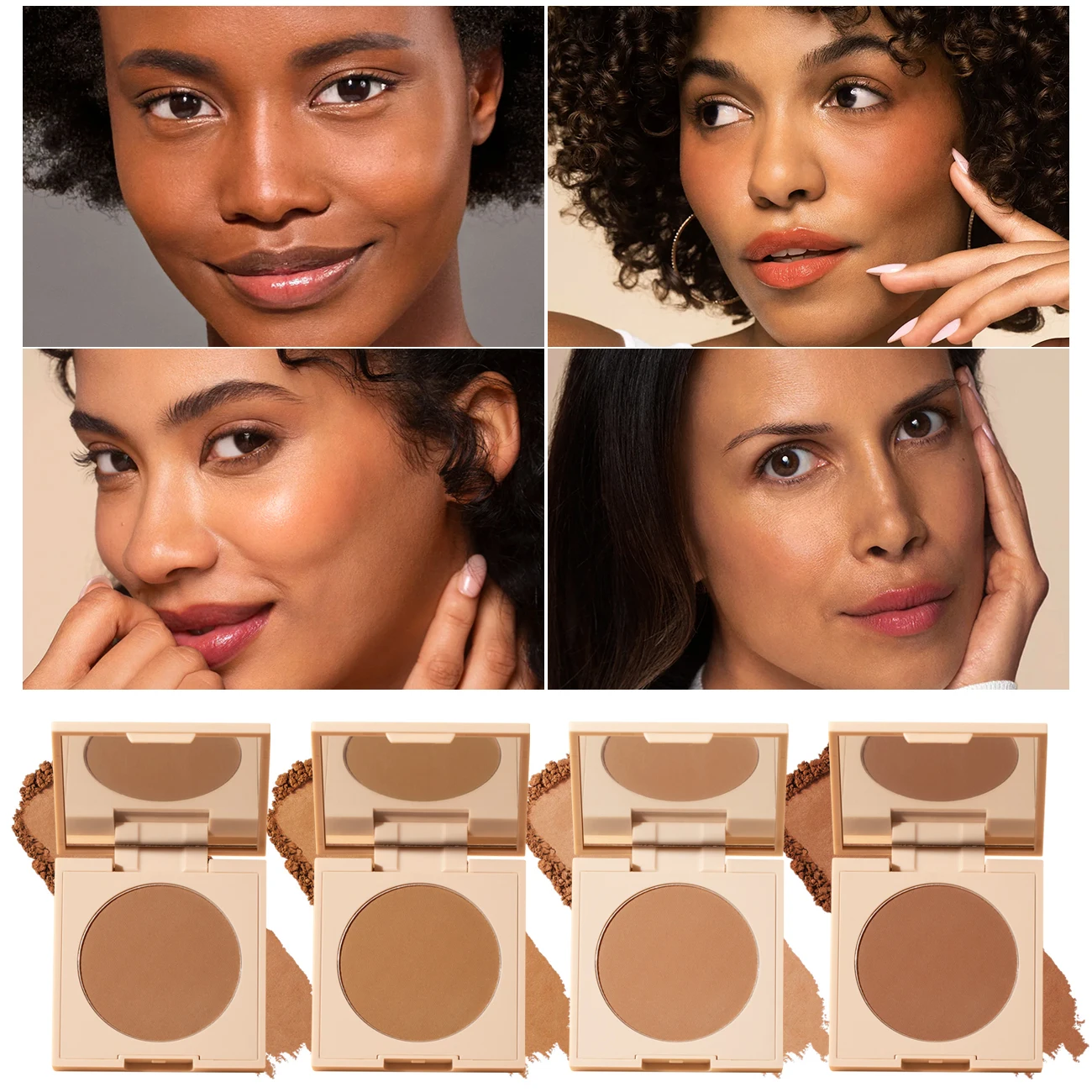 OEM 4 Colors Silky Smooth Powder Bronzer Cosmetic Talc-Free Longlasting Matte Bronzer Pressed Powder