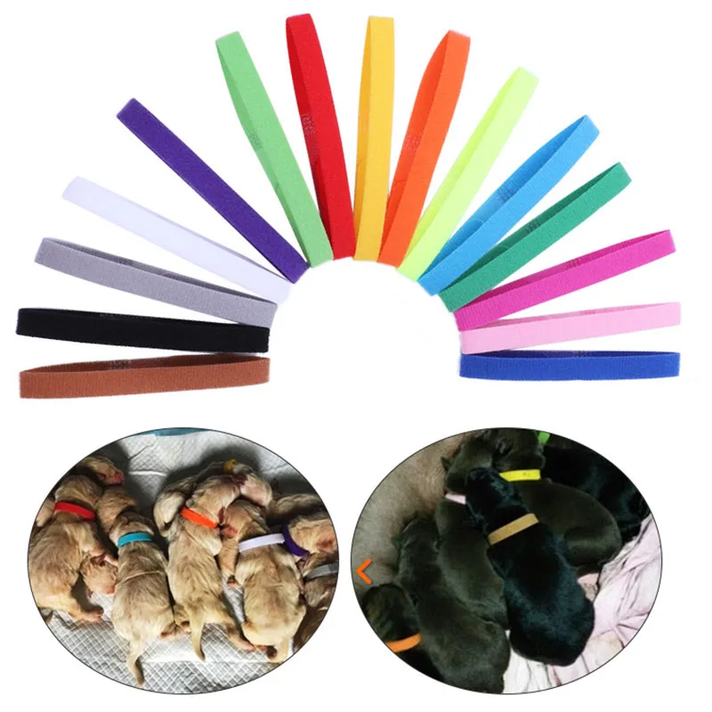 15 pcs Puppy ID Collars, Assorted Colors whelpings Collars Newborn Dog Kittens Band Adjustable Identification Collar for Pet