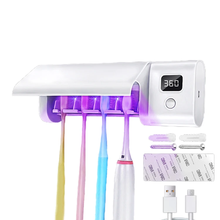 Лидер продаж, перезаряжаемый беспроводной настенный многофункциональный держатель дезинфицирующего средства для зубной щетки