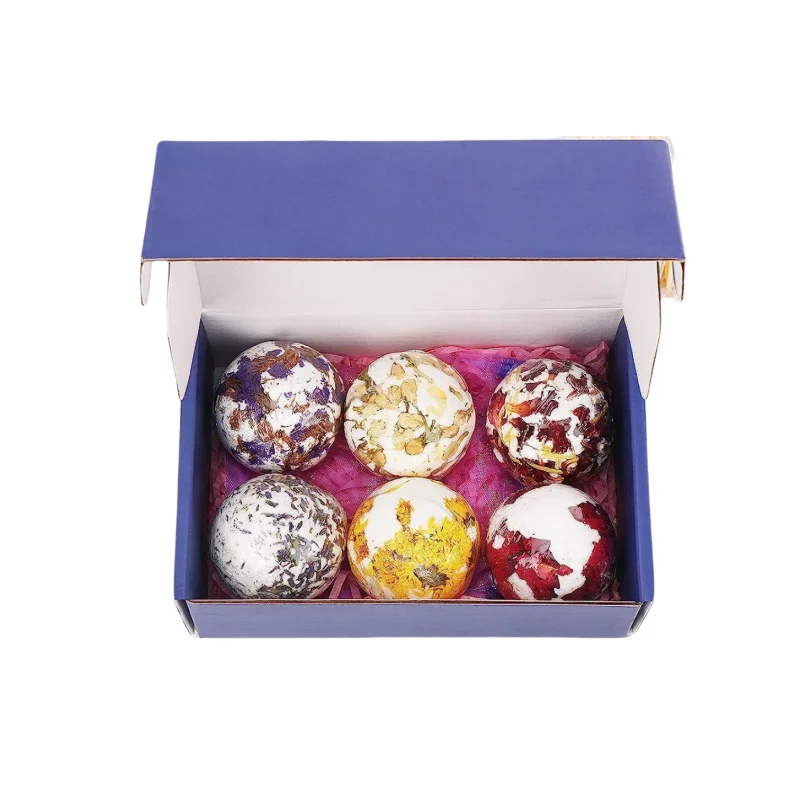 Private Label Luxury Natural Plant Skin Care Galaxy 6pcs Pack bath flower SPA Bath Bombs Gift Set For Woman Lover