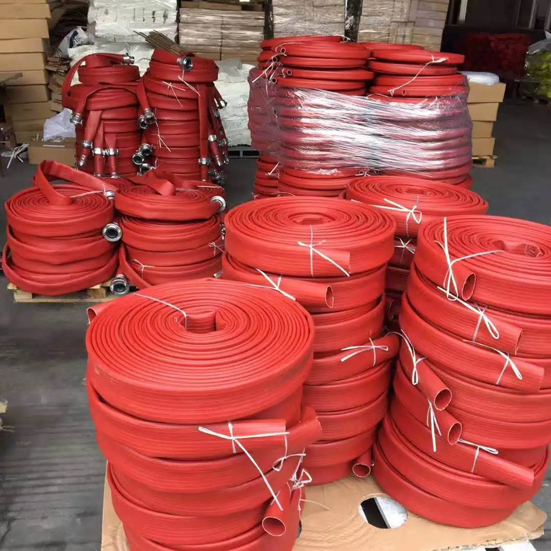 High quality Single Jacket white, red Fire hose, fire fighting, marine discharge hose, with aluminum coupling in Africa