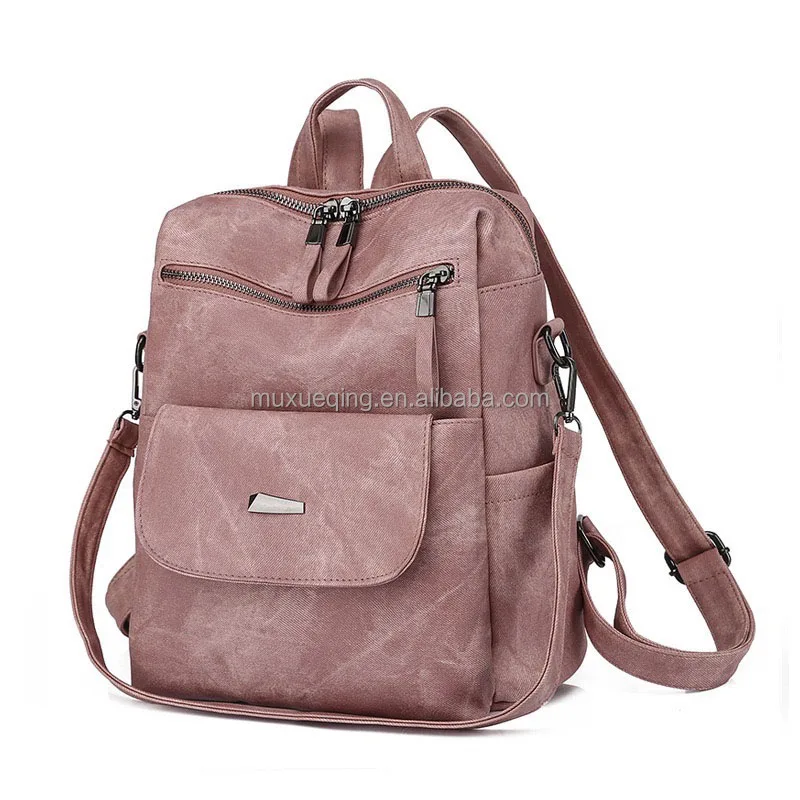 Fashion Leather Women Backpack Travel PU Leisure Backpacks for Women Polyester Coffee Cup Holder Fashionable Backpack Zipper