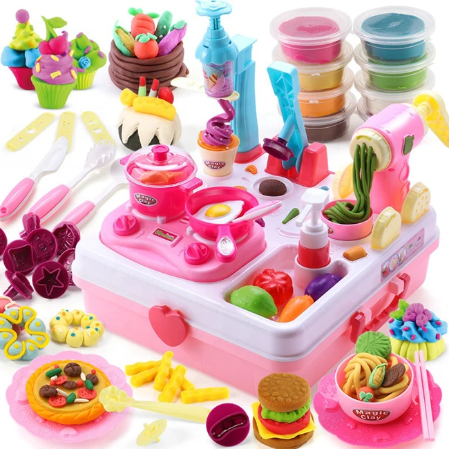 Play dough tool set toys kids color modeling clay water function multifunctional playdough with light and music