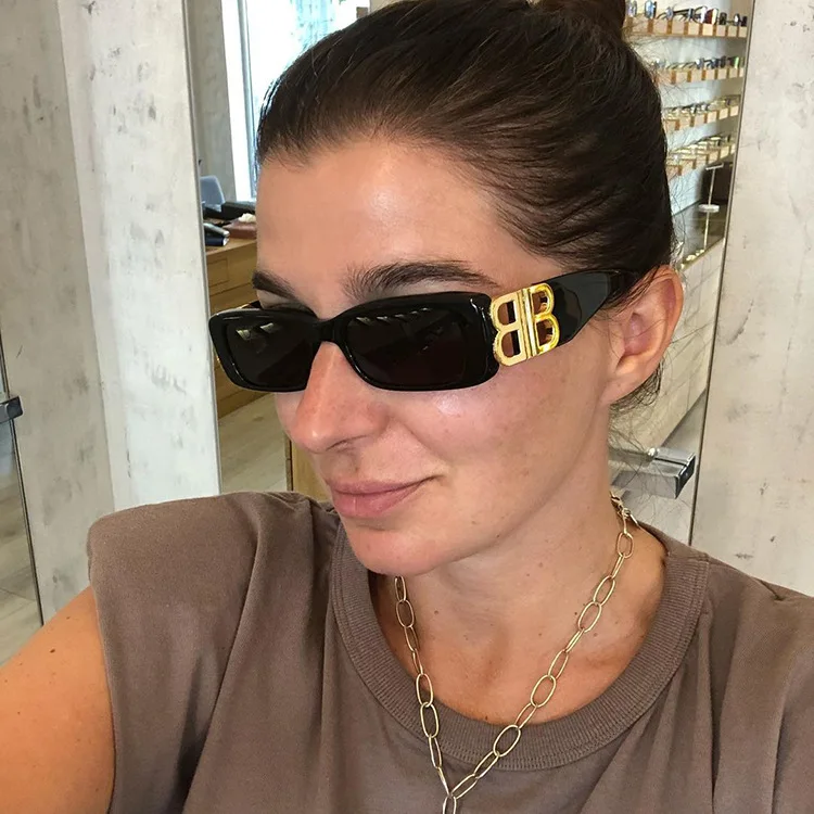 Square Women Sunglasses Men Sun Glasses Luxury Small Rectangle Letter B Custom Logo