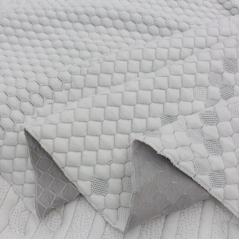 Stretch Knitted Mattress Jacquard Gray Staple Fiber Mattress Fabric Home Textile Fabric Spandex Mattress Fabric