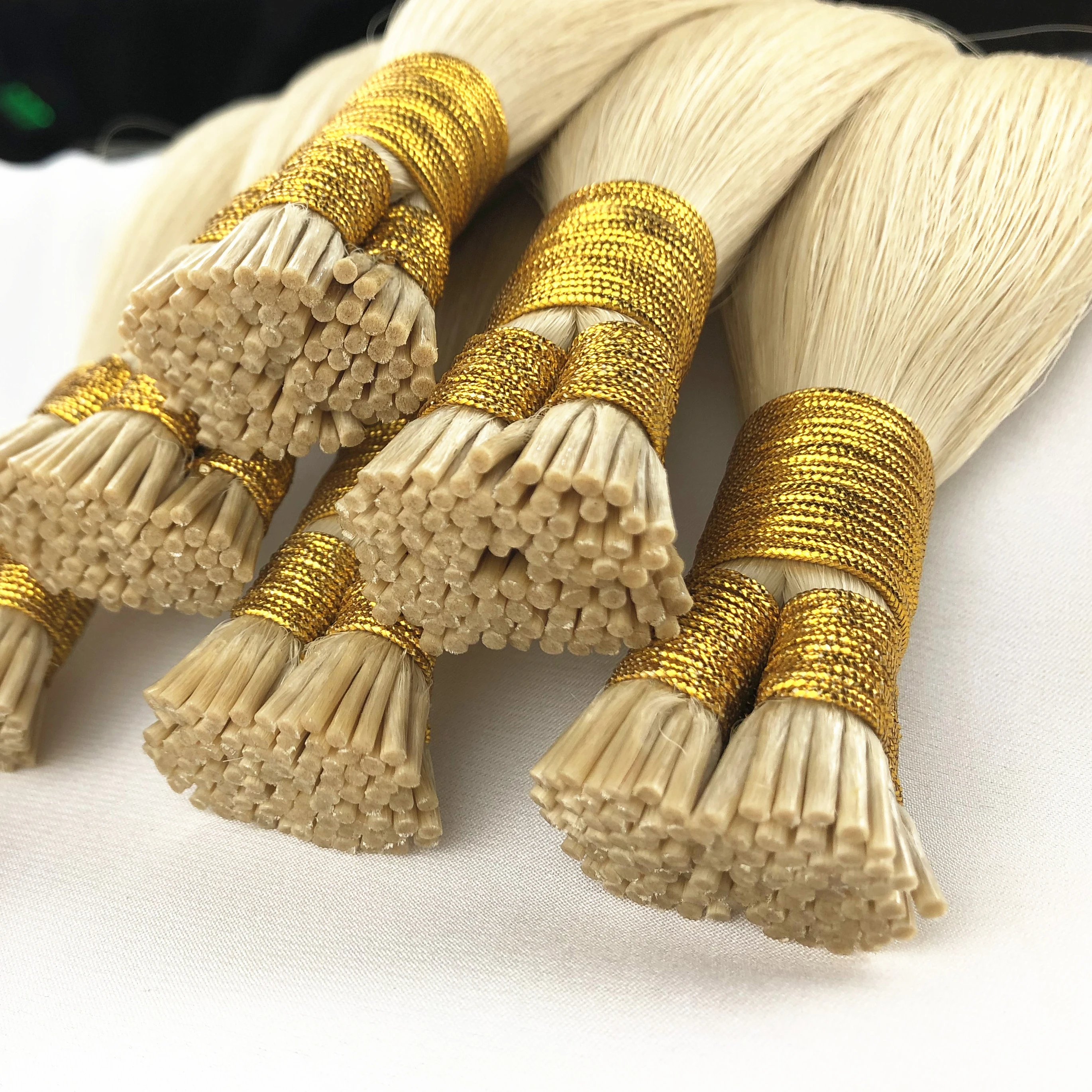 Wholesale I-tip Hair Extensions Real Virgin Cuticle Aligned Silver Gray 100% Human Hair Extensions I Tip for Women