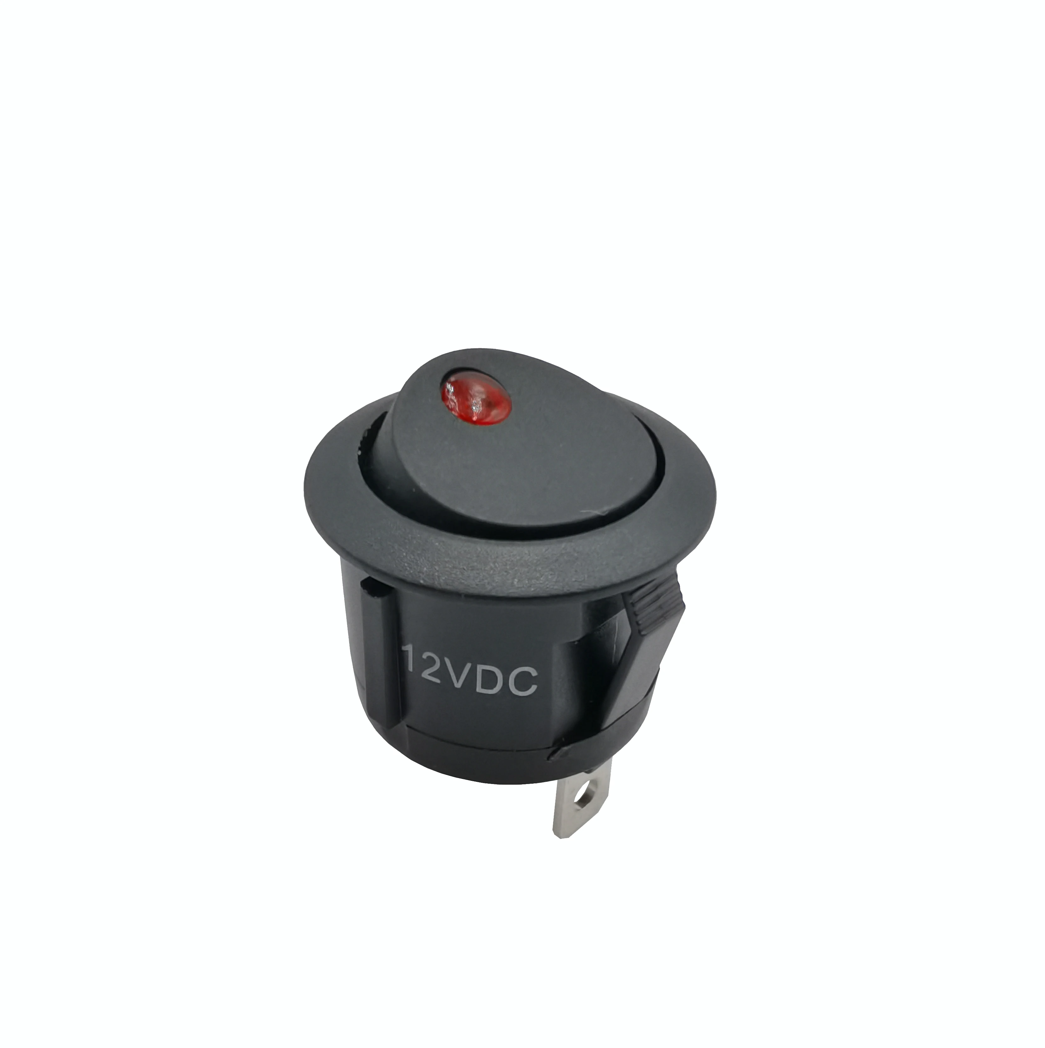 round rocker switch with 12VDC red fish eye lamp 6A 250VAC