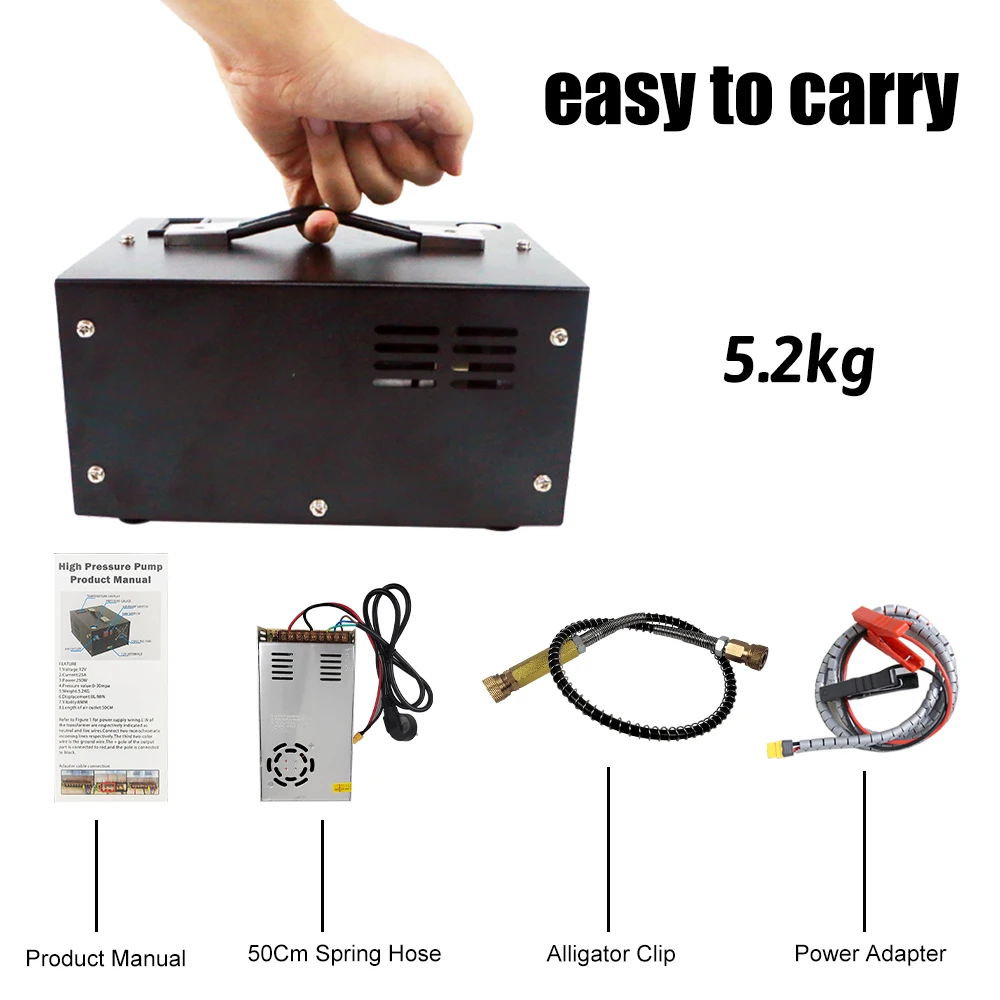 Factory Direct 12V/110V/220V Portable 4500psi 300 bar Pcp Pump Mini Car Pump Electric Air Compressor With Transformer