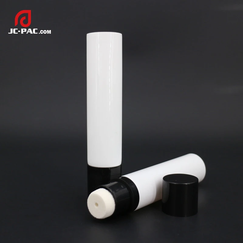 
35mm White Plastic Cosmetic Foam Tube with Sponge Applicator Head 