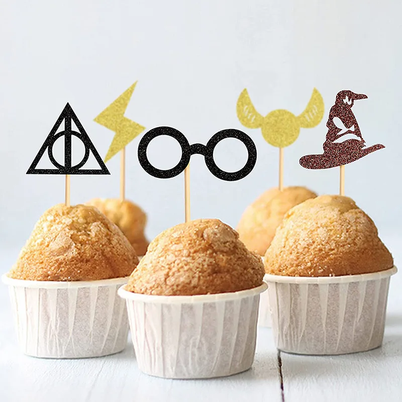 Cupcake Toppers Magical Inspired Cupcake Picks Magical School Wizard Theme Baby Shower Birthday Party Cake Decorations Supplie