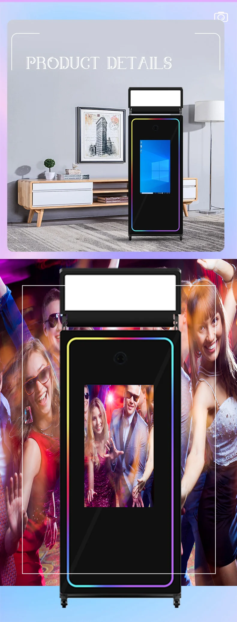 Hot Wedding Portable Props Selfie Magic Miroir Photo booth Kiosk Machine Mirror Photo Booth With Ring Light