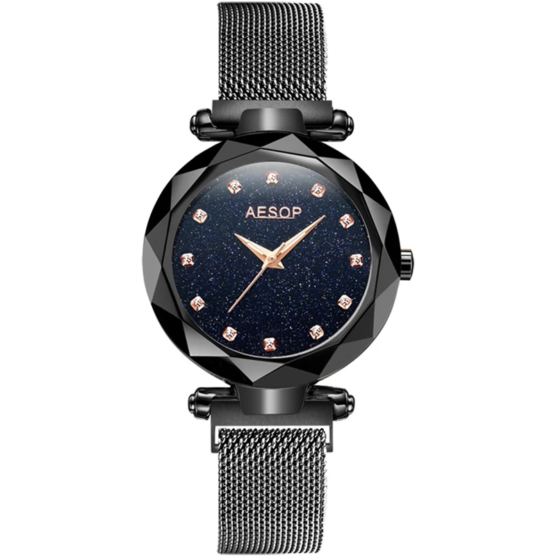 
AESOP Minimalist Gold Women Watches Quartz Stainless Steel Bracelet Luminous Hands Clock Mesh Steel Strap Waterproof Lady Watch 