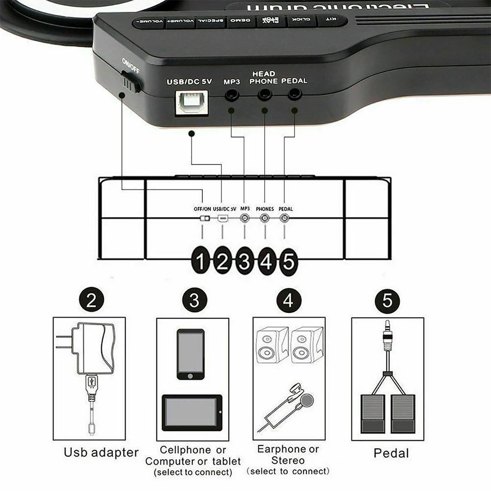 Electronic Foldable Mini USB MIDI Roll Up Drum Kit music school gift professional durm set