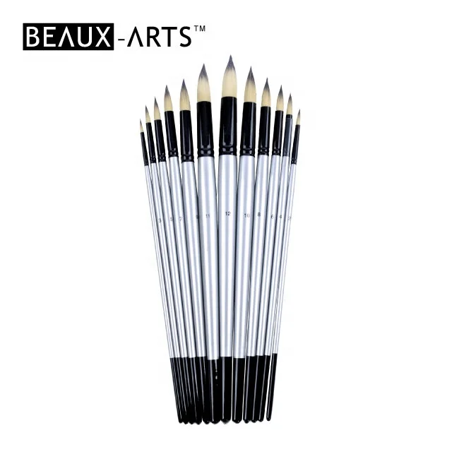Artis Art Paint Brush with Synthetic Hair and Black Brass Ferrule Acrylic Painting Artist Brush Set