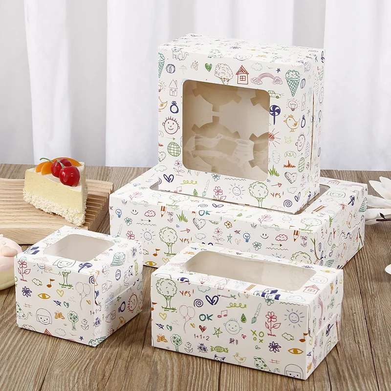 clear long muffin cupcakes box bakery shop package boxes  pastry box
