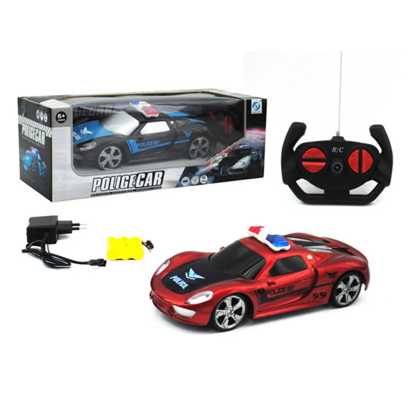 1:18 Детский Электрический беспроводной полицейский автомобиль с дистанционным управлением, игрушки с дистанционным управлением