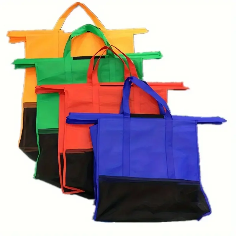 4pcs/Set Thicken Cart Trolley Supermarket Shopping Bags Portable Foldable Reusable Eco-Friendly Shop Handbag Store Shopper Totes
