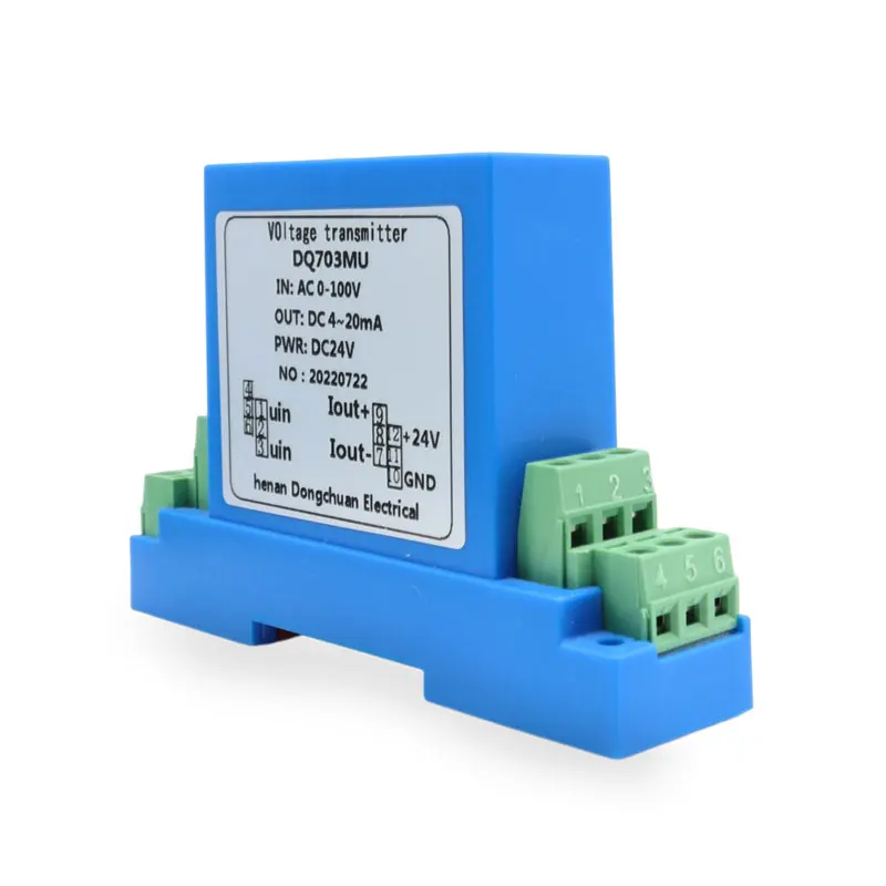DQ703MU Voltage Sensor 500v Input 0-100V Output 4-20mA DC/AC Voltage Transducer