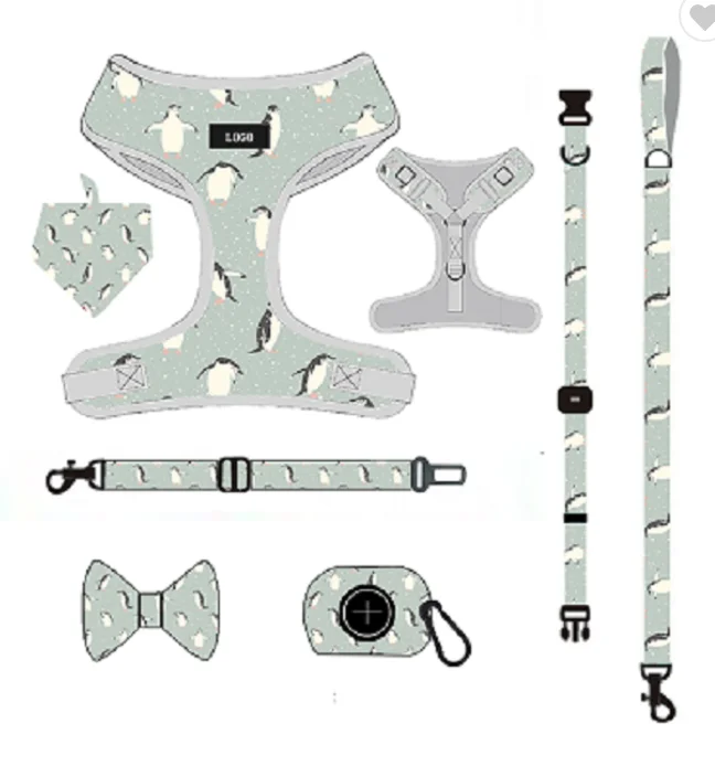 Adjustable Harness With Match accessories Dog Collar Leash Set Dog Adjustable Harness