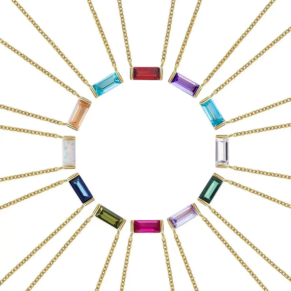 Cubic Zirconia Gold Plated Jewelry Statement Pendant Necklaces for Girls Gifts 925 Sterling Silver Birthstone Necklace for Women