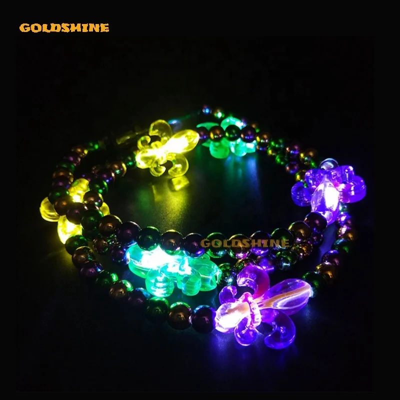 Wholesale Light Up Beads Necklace Pendant LED Lighted Bead Necklace Carnival Mardi Gras Party LED Glowing Party Bead Necklace