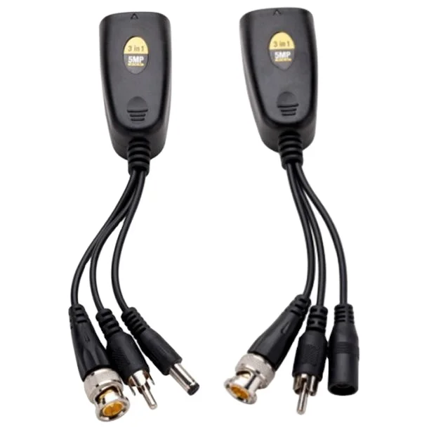 Bnc male to rj45 balun converter with power+audio