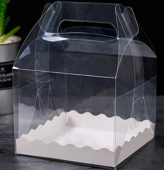 Wholesale Bread Desert Transparent Packaging Tall Portable Clear Gable PET Cake Boxes For Bakery