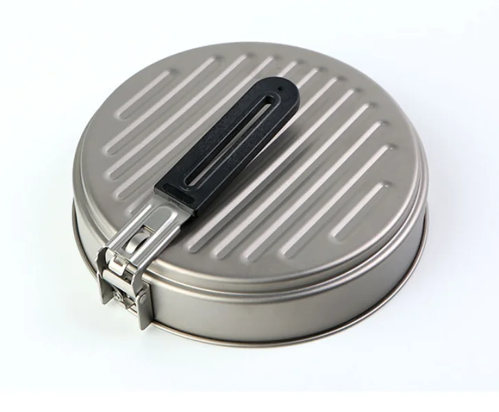 Factory price Camping Cookware Ultralight Titanium Fry Pan for Picnic Outdoor Portable Cookware Foldable Handle