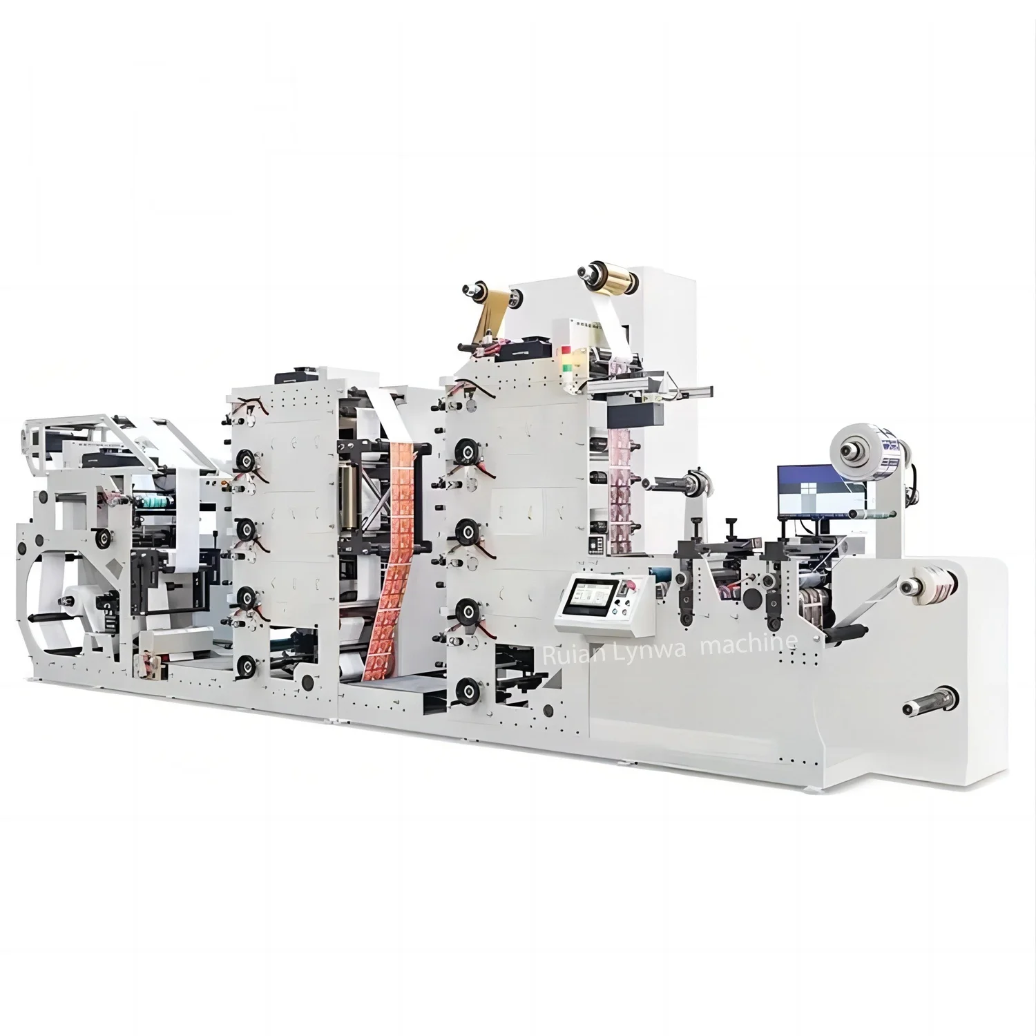 HJRY-320 Three Towers 1+4+4 Color Label Film Varnish Flexo Printing Machine Cold Foil Stamping Flexo Printer Press