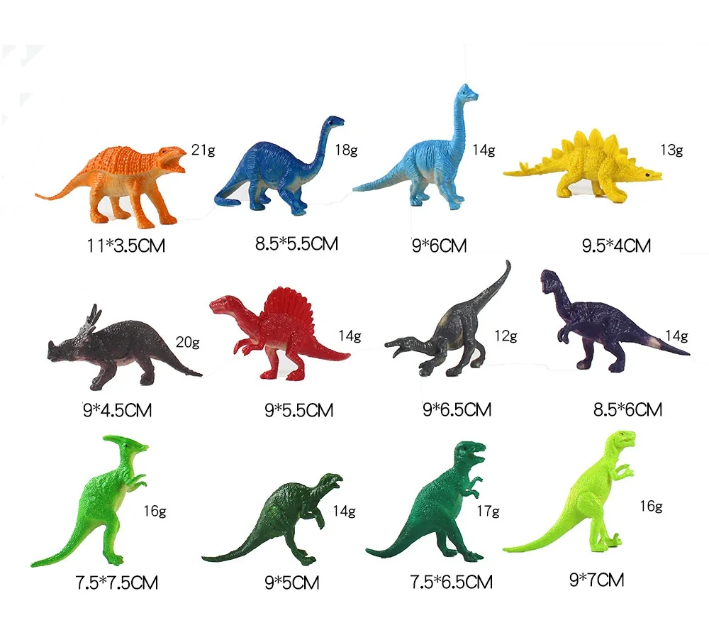 Hot selling 12 pcs Dinosaur Model Popular Dinosaur Toys Set Mats Education Children Toy