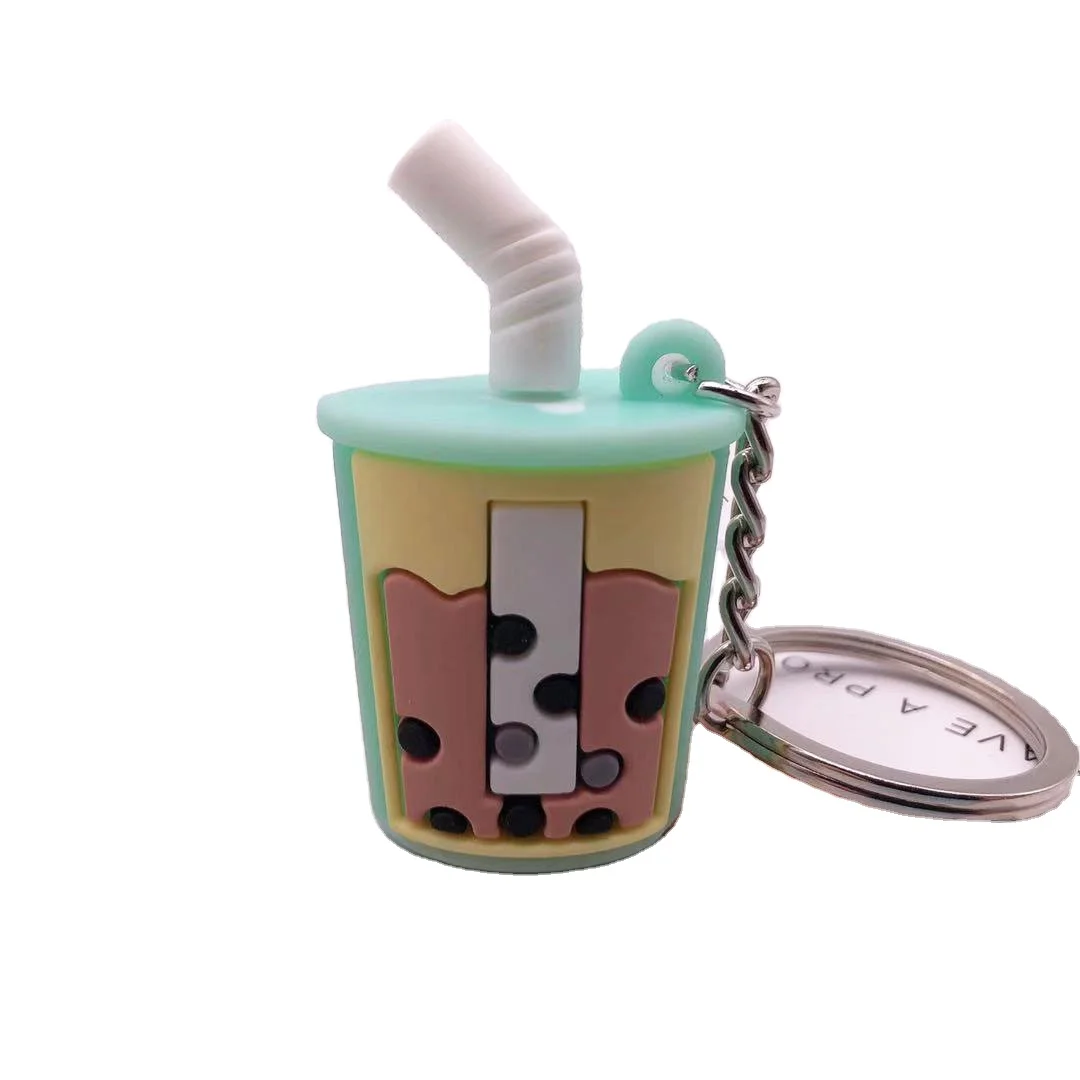 Free shipping Creative Pearl Milk Tea Cup key Ring Fruit Tea Cup key ring bag mobile phone pendant fashion accessories